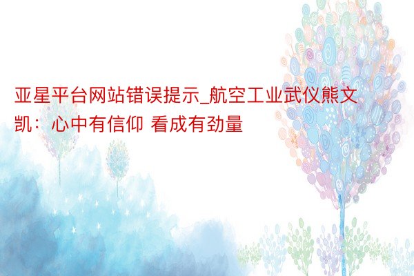亚星平台网站错误提示_航空工业武仪熊文凯：心中有信仰 看成有劲量