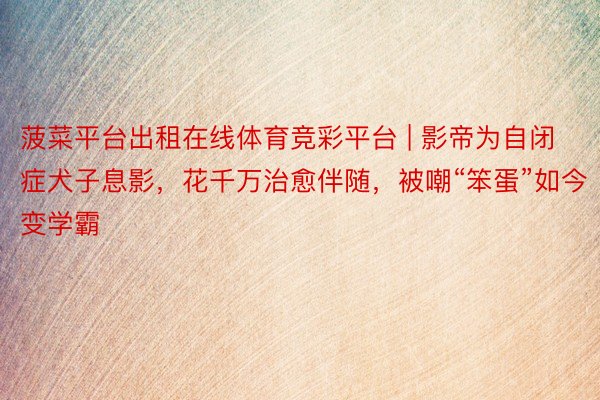 菠菜平台出租在线体育竞彩平台 | 影帝为自闭症犬子息影，花千万治愈伴随，被嘲“笨蛋”如今变学霸