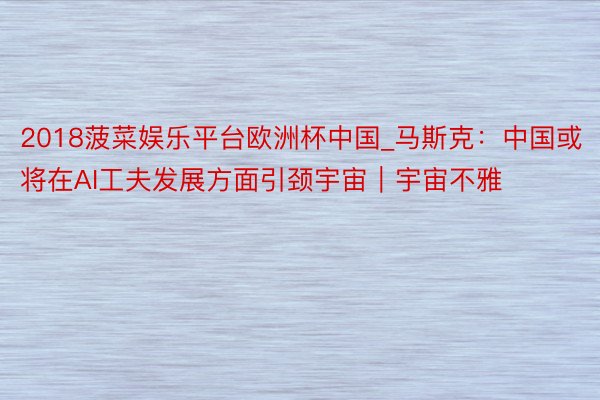 2018菠菜娱乐平台欧洲杯中国_马斯克：中国或将在AI工夫发展方面引颈宇宙｜宇宙不雅